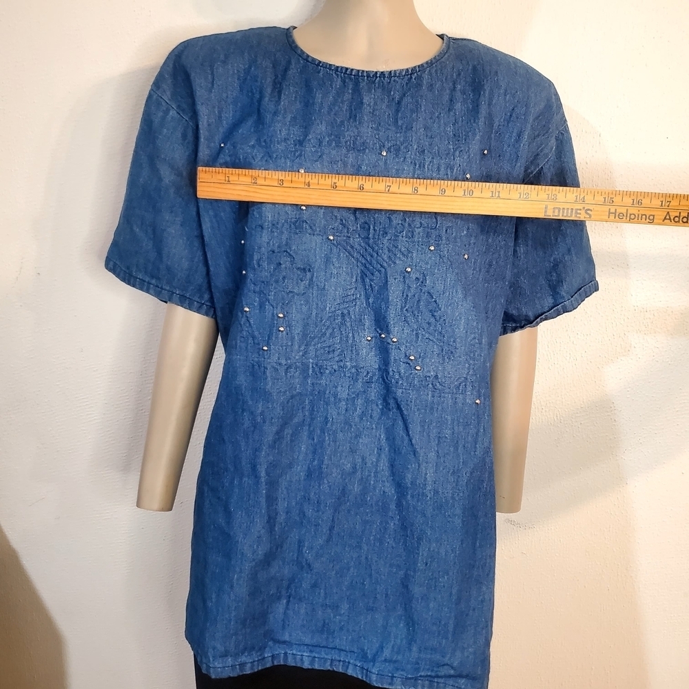 Blue Denim Short Sleeve Top - Picture 8 of 8